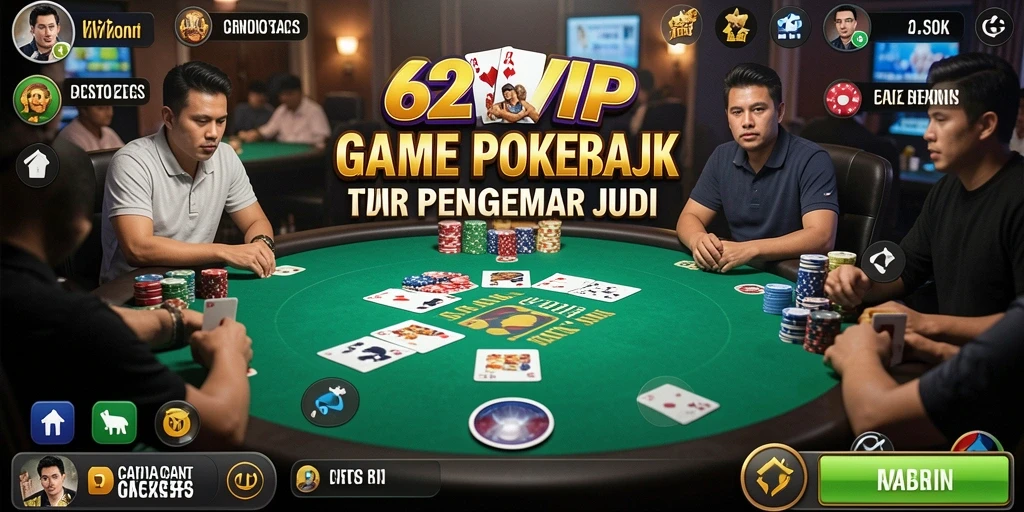 Tampilan gameplay Poker yang seru dan mendebarkan di 62VIP.