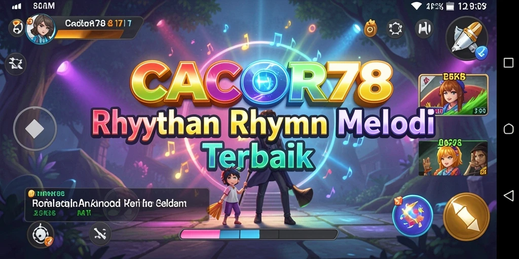 Screenshot utama CACOR78 menampilkan gameplay menari dan interaktif dari musik.