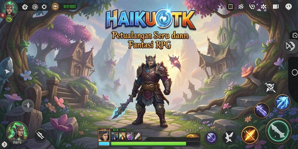 Screenshot menampilkan aksi pertempuran epik dalam HAIKUOTK.