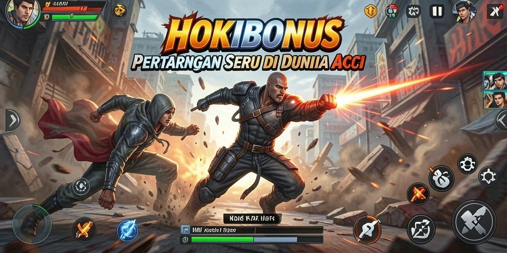 Tampilan gameplay HOKIBONUS dengan pertarungan yang intens dan seru.