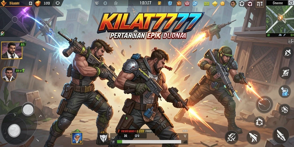 Tangkapan layar KILAT777 menunjukkan aksi pertempuran yang intens di arena Battle Royale.