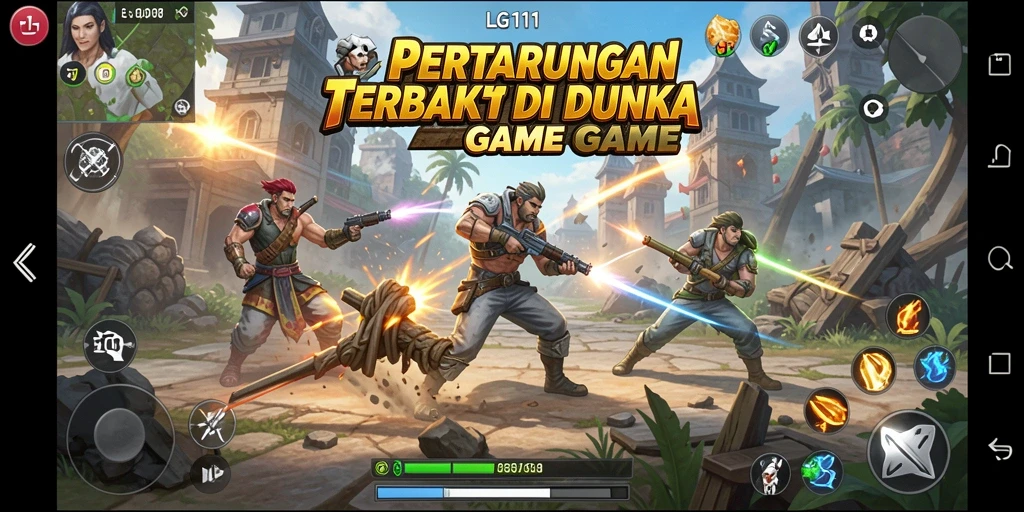 Tampilan gameplay LG111 yang mendebarkan di arena pertarungan.