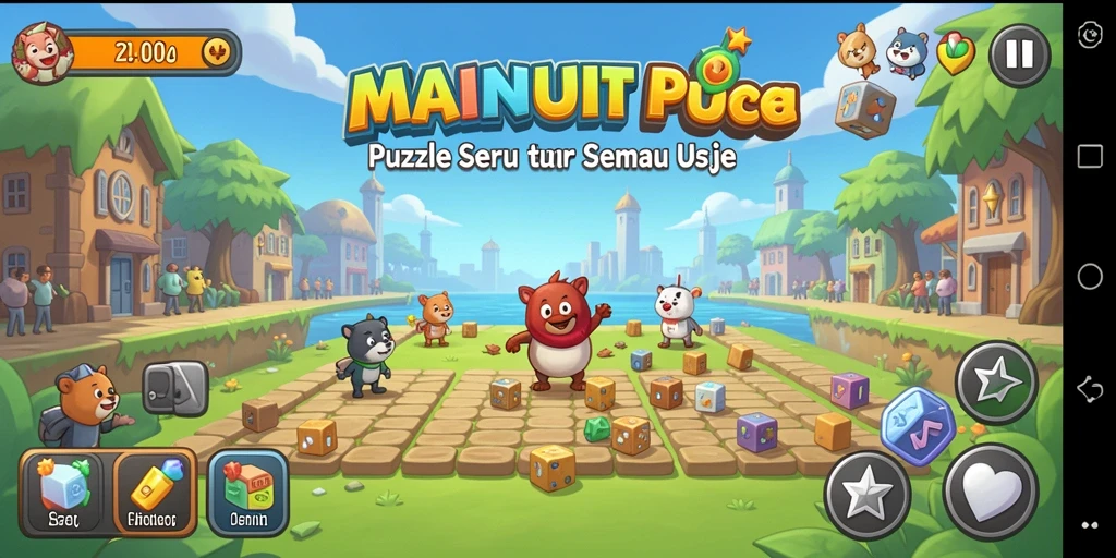 Tampilan gameplay MAINDUIT dengan berbagai teka-teki menantang.
