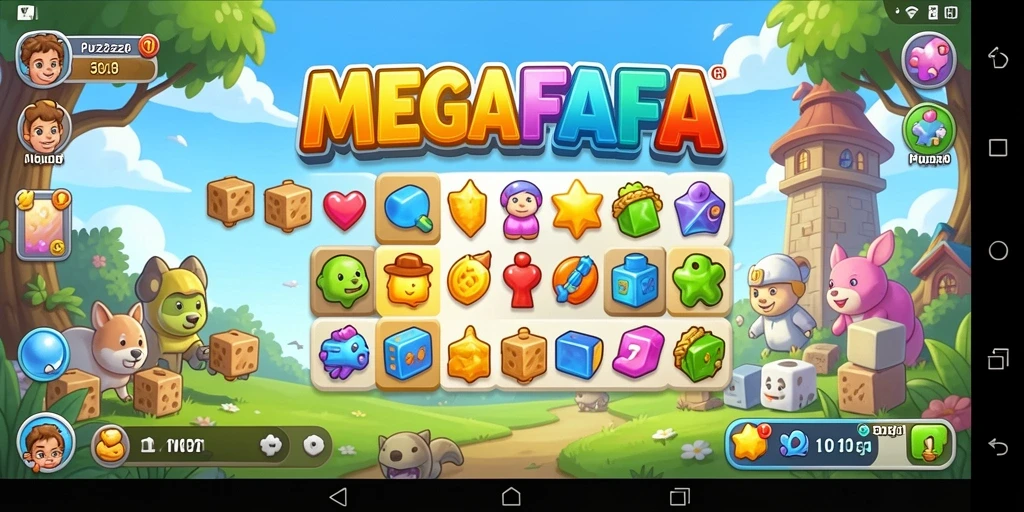 Screenshot gameplay MEGAFAFA menampilkan teka-teki yang menarik dan menantang.