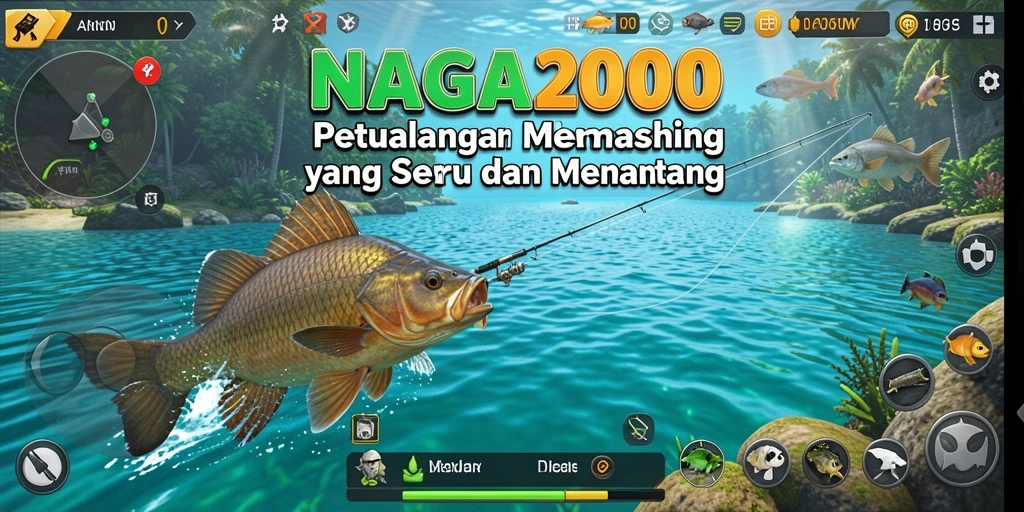 Screenshot NAGA2000 menampilkan gameplay memancing yang mendebarkan.
