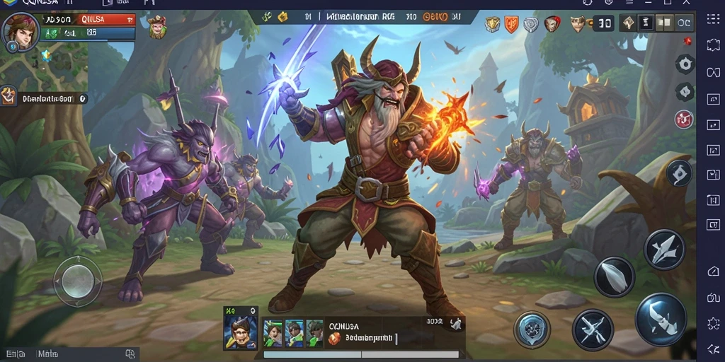 Tampilan gameplay seru di QQNUSA dengan pertarungan epik dan karakter unik.