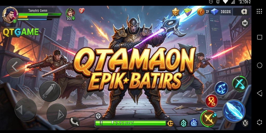 Gameplay QTGAME yang mendebarkan dengan pertarungan seru.