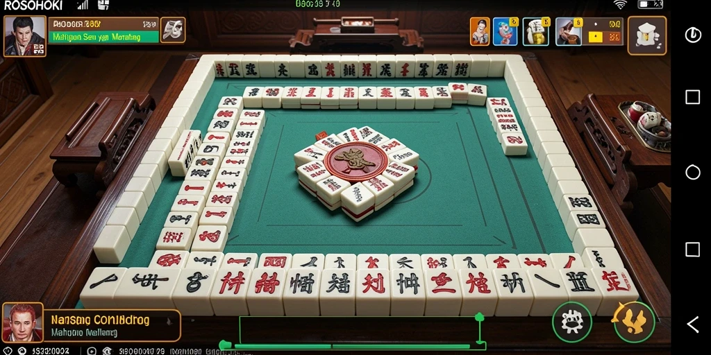 Tampilan gameplay menarik dari ROSOHOKI dengan ubin Mahjong.